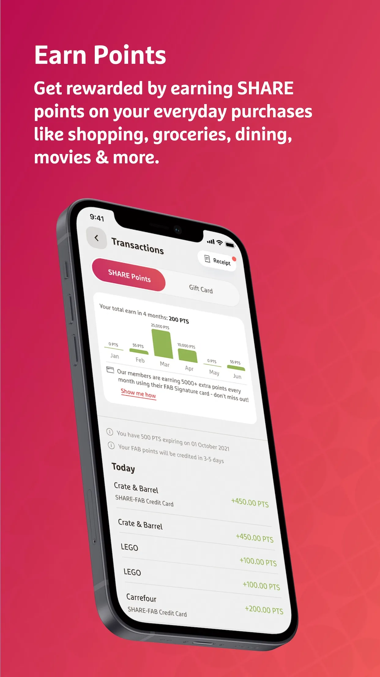 SHARE Rewards App Store screenshot 4 of the official pink mockup set