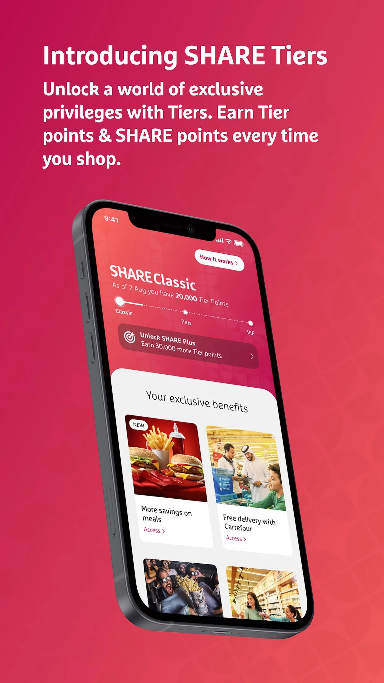 SHARE Rewards App Store screenshot 9 of the official pink mockup set