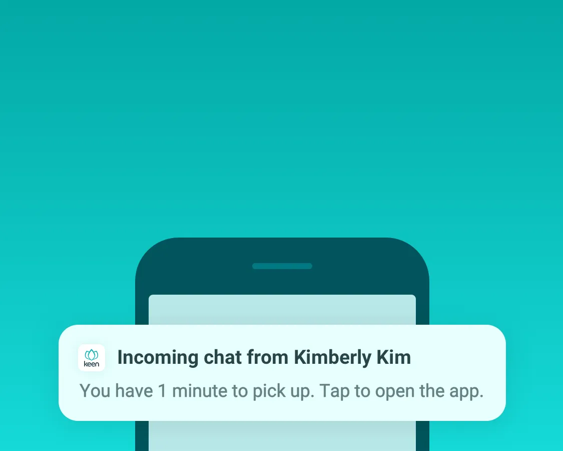 Keen Advisor illustration explaining incoming chat notifications