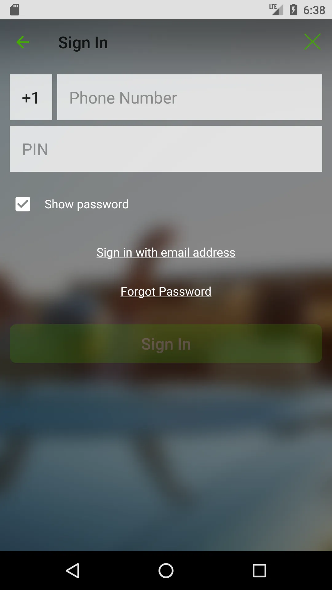 Legacy Keen phone sign-in screen before the teal redesign