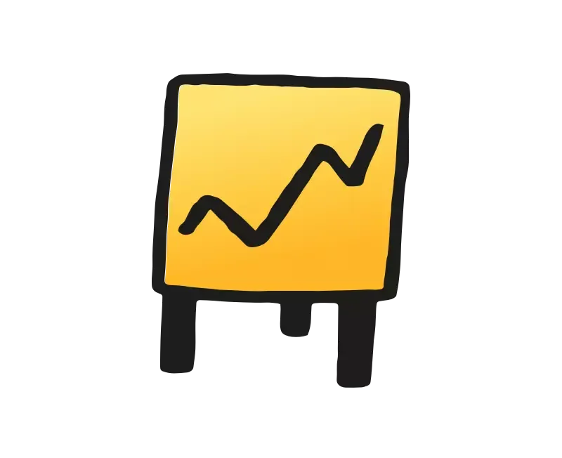 Dozens Invest welcome artwork — a hand-drawn gold chart easel